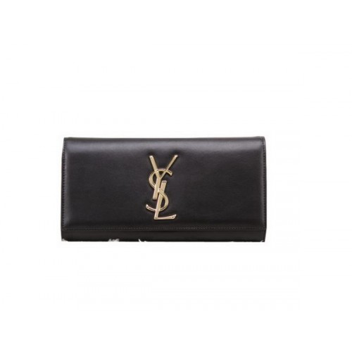 YSL Classic Monogramme Clutch Glad Leer Y8909 Zwart