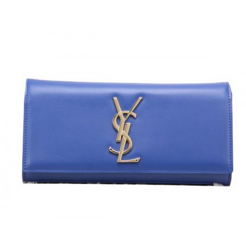 YSL Classic Monogramme Clutch Glad Leer Y8909 Blauw