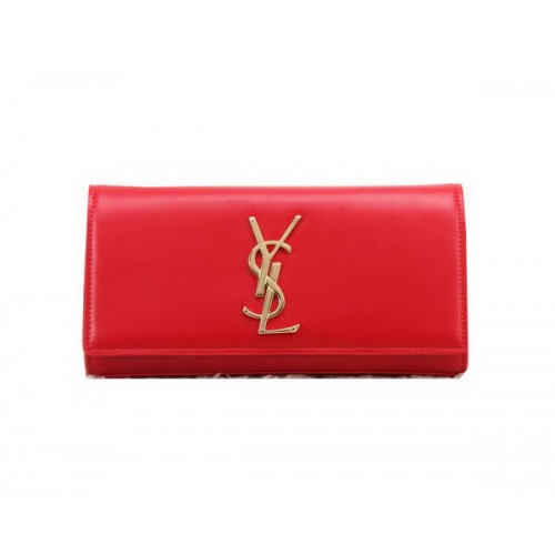YSL Classic Monogramme Clutch Glad Leer Y8909 Rood