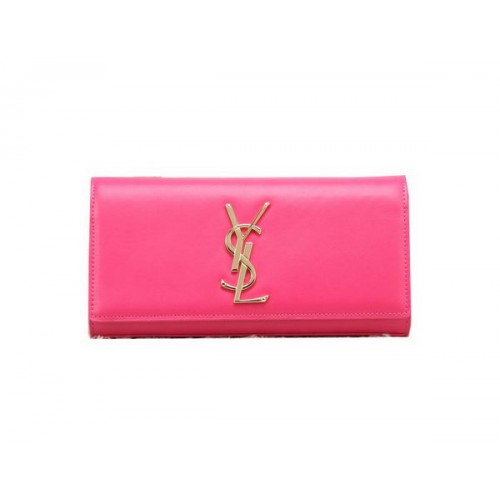 YSL Classic Monogramme Clutch Glad Leer Y8909 Roze