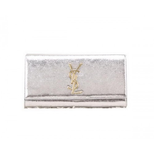 YSL Classic Monogramme Clutch Glad Leer Y8909 Zilver