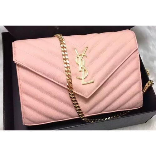 YSL Classic Monogramme Clutch Cannage Patroon YSL0223 Roze