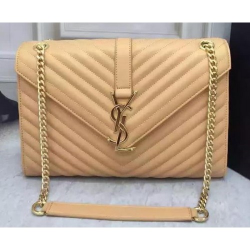 YSL Classic Monogram Flap Bag Kalfsleer Y26588 Abrikoos