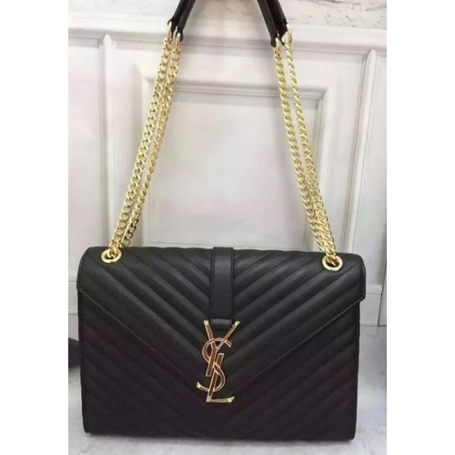 YSL Classic Monogram Flap Bag Kalfsleer Y26588 Zwart