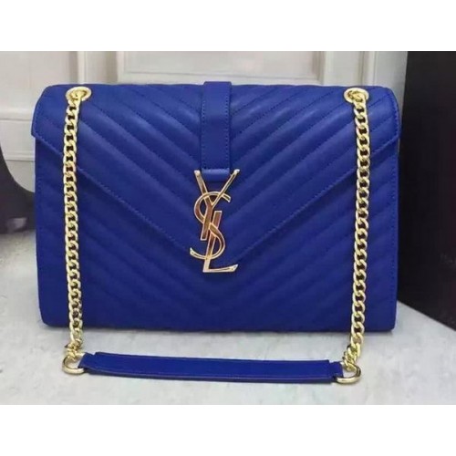 YSL Classic Monogram Flap Bag Kalfsleer Y26588 Blauw