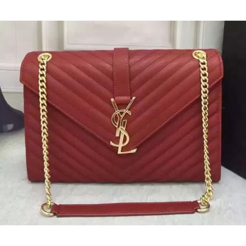 YSL Classic Monogram Flap Bag Kalfsleer Y26588 Bourgondië