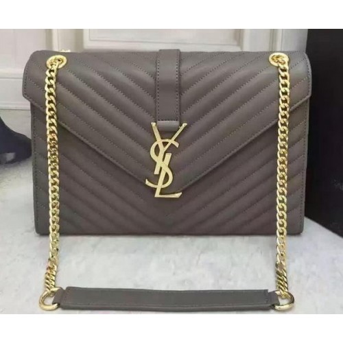 YSL Classic Monogram Flap Bag kalfsleer leer Y26588 grijs