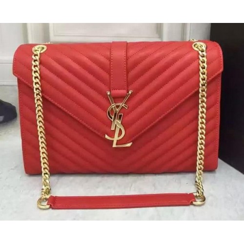 YSL Classic Monogram Flap Bag Kalfsleer Y26588 Rood