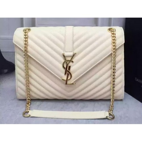 YSL Classic Monogram Flap Bag Kalfsleer Y26588 Wit