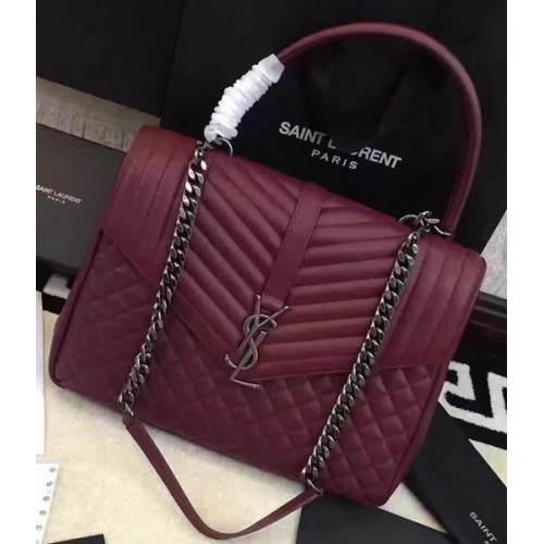 YSL Classic Monogram Flap Bag Kalfsleer Y268033 Bourgondië