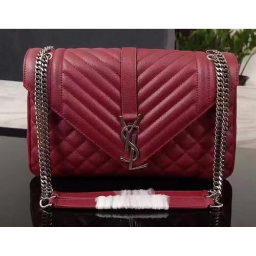 YSL Classic Monogram Flap Bag Kalfsleer Y268033 Wijnrood