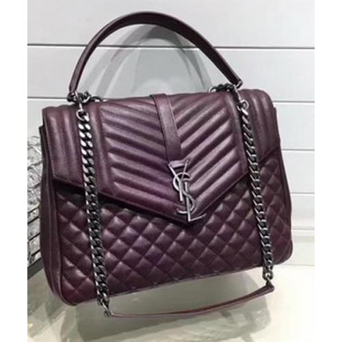 YSL Classic Monogram Flap Bag Kalfsleer Y33569 Wijnrood