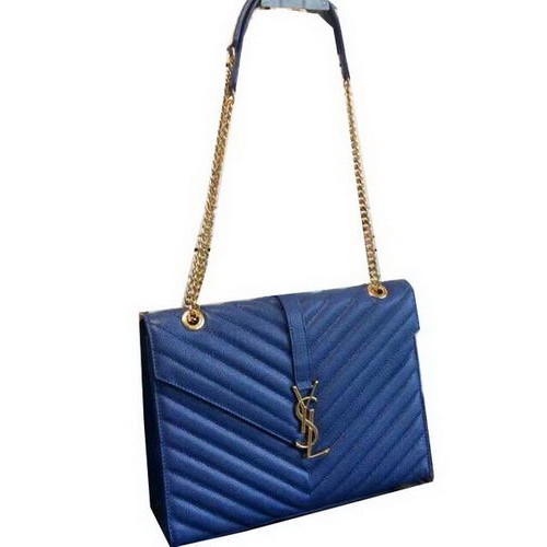 YSL Classic Monogram Flap Bag Cannage Patroon 311224 Blauw