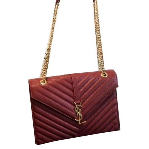 YSL Classic Monogram Flap Bag Cannage-patroon 311224 Bourgondië YSL Classic Monogram Flap Bag Cannage-patroon 311224 Bourgondië