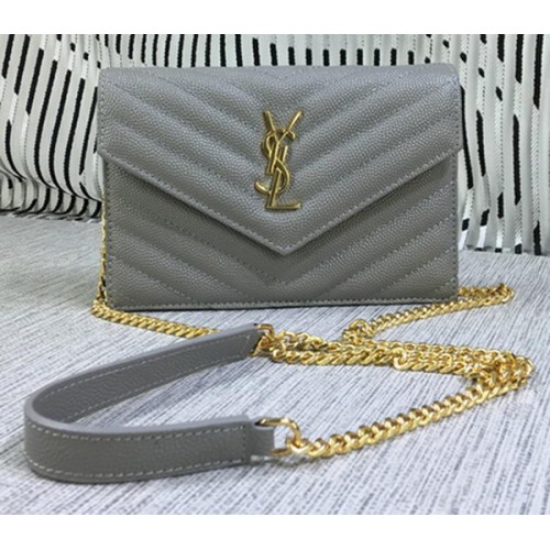 YSL Classic Monogram Flap Bag Cannage Patroon Y377828S Grijs