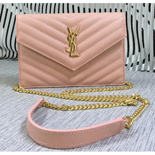 YSL Classic Monogram Flap Bag Cannage Patroon Y377828S Roze