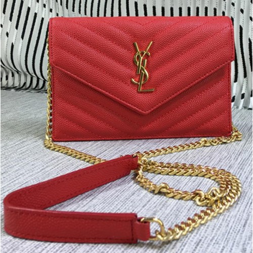 YSL Classic Monogram Flap Bag Cannage Patroon Y377828S Rood