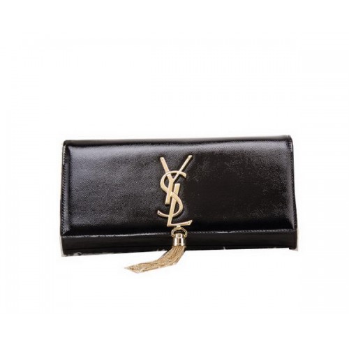YSL klassieke monogram kwastje lakleren clutch Y8908 zwart