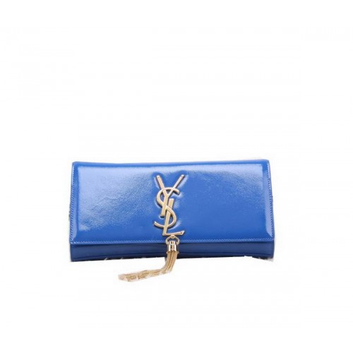 YSL klassieke monogram kwastje lakleren clutch Y8908 blauw