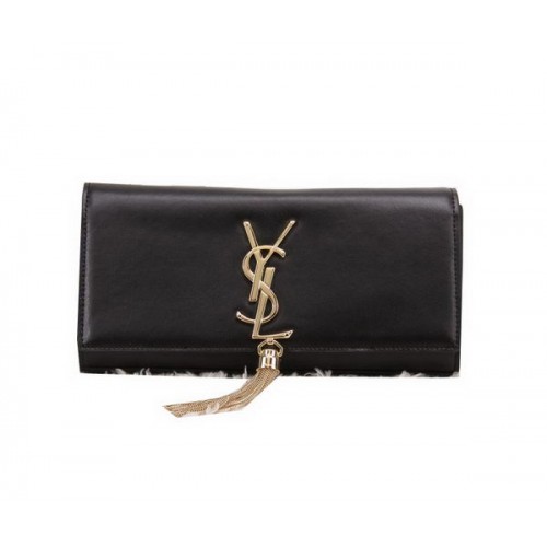 YSL Classic monogram kwastje glad lederen clutch Y8908 zwart