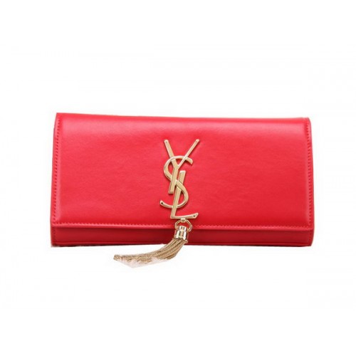 YSL Classic monogram kwastje glad lederen clutch Y8908 rood