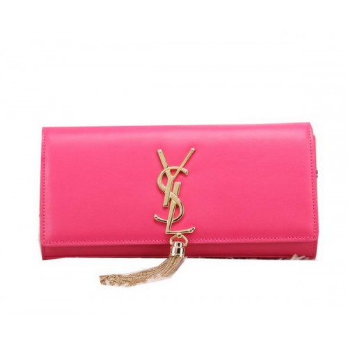 YSL Classic monogram kwastje glad lederen clutch Y8908 roze