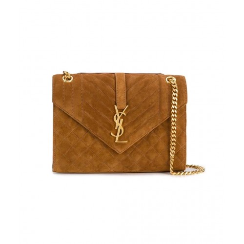 YSL ENVELOPPE MEDIUM TAS IN MIX MATELASSE GRAIN DE POUDRE REFFEL IN SUEDE Y487206 bruin