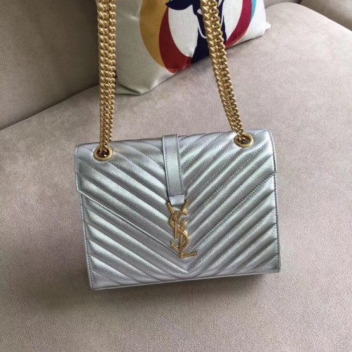 YSL Flap Bag Kalfsleer 428134 zilver