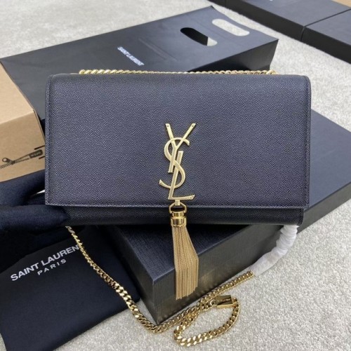YSL KATE MEDIUM MET KWASTJE IN GRAIN DE POUDRE RELIEF LEER 354119B zwart