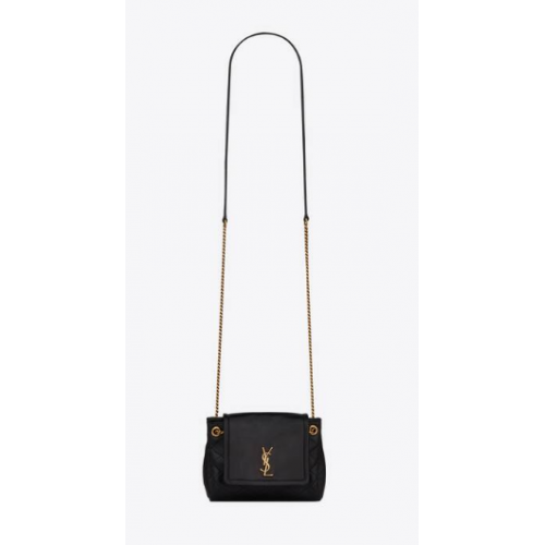 YSL MONOGRAM MINI NOLITA IN LAME LEER 672738 ZWART