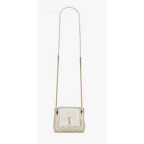 YSL MONOGRAM MINI NOLITA IN LAME LEER 672738 LICHTROZE