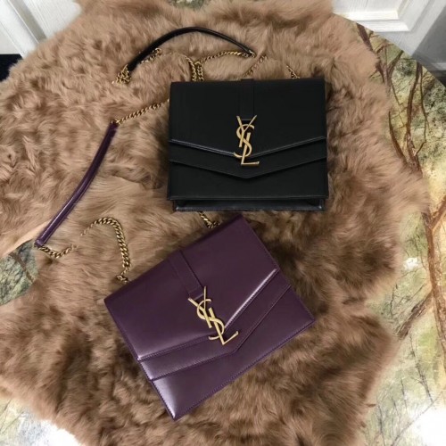 YSL Medium Sulpice kettingtas in bordeauxrood leer Y6253