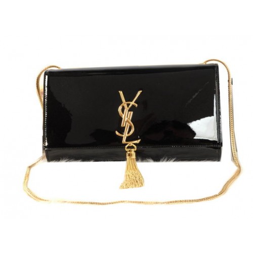 YSL Monogramme Cross-body Schoudertas Lakleer Y311214 Zwart