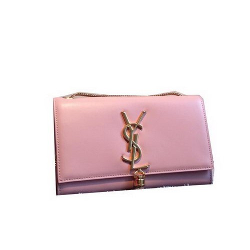 YSL Monogramme Cross-body Schoudertas Glad Leer Y311218 Roze