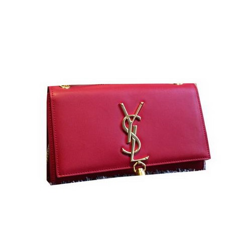 YSL Monogramme Cross-body Schoudertas Glad Leer Y311218 Rood