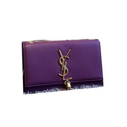 YSL Monogramme Cross-body Schoudertas Glad Leer Y311218 Violet