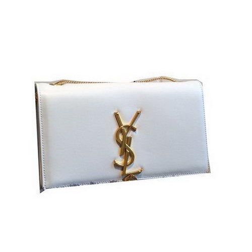 YSL Monogramme Cross-body Schoudertas Glad Leer Y311218 Wit