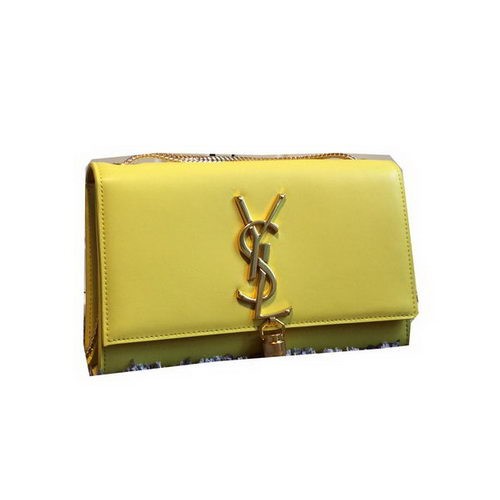 YSL Monogramme Cross-body Schoudertas Glad Leer Y311218 Geel