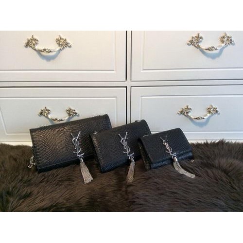 YSL Monogramme Cross-body Schoudertas Slangenleer Y31128 Zwart