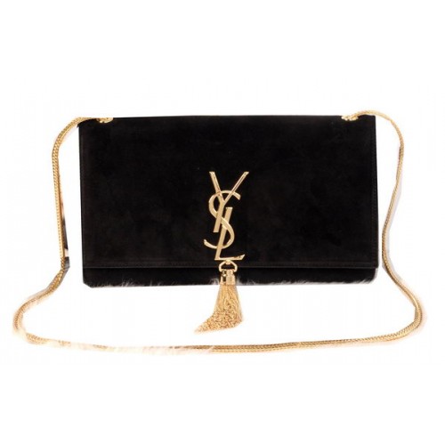 YSL Monogramme Cross-body schoudertas suède leer Y311214 zwart