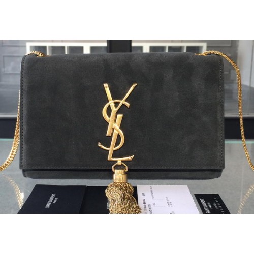 YSL Monogramme Cross-body schoudertassen suède leer 311218 grijs