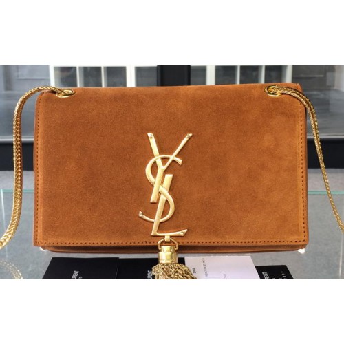 YSL Monogramme Cross-body Schoudertassen Suede Leer 311218 Tarwe
