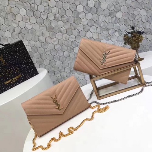 YSL WOC Classic Monogram Flap Bag Cannage Pattern Y1003 Abrikoos
