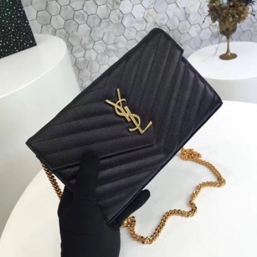 YSL WOC Classic Monogram Flap Bag Cannage Patroon Y1003 Zwart