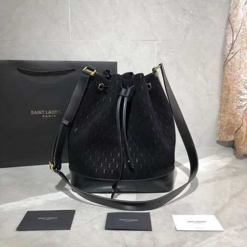 Yves Saint Laurent zwarte emmertas van mat leer Y568606 zwart