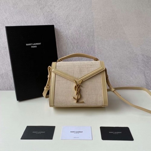 Yves Saint Laurent CASSANDRA KLEINE HANDGREEP IN GEVLOCHTEN TWEED Y622061-1 NATUREL BEIGE