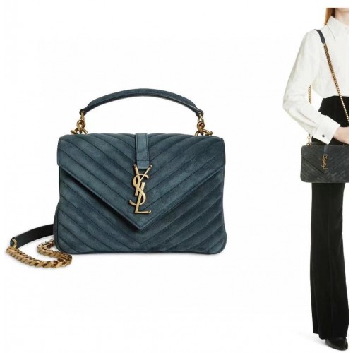 Yves Saint Laurent COLLEGE MEDIUM IN GEWATTEERD SUÈDE 600279 blauw