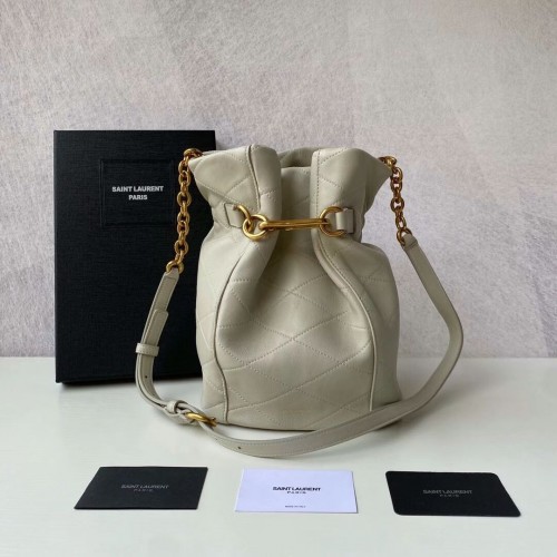 Yves Saint Laurent Kalfsleren tas Y677822 BLANC VINTAGE