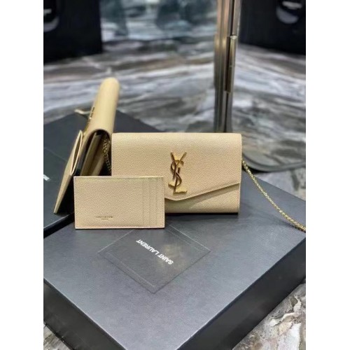 Yves Saint Laurent Kalfsleren schoudertas Y707788 BEIGE