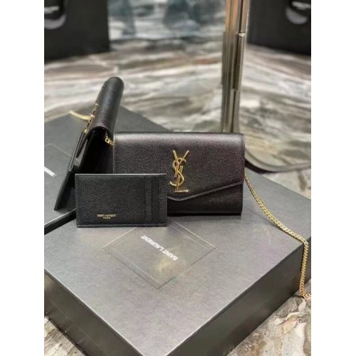 Yves Saint Laurent Kalfsleren schoudertas Y707788 zwart